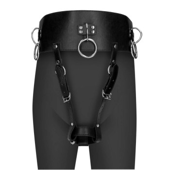 Δερμάτινη Ζώνη Με Υποδοχή Δονητή - Fetish Belt With Vibrator Holder Black