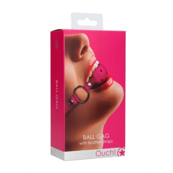 Ouch Ball Gag With Leather Straps Pink