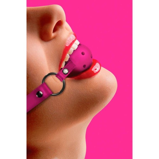Ouch Ball Gag With Leather Straps Pink Fetish Toys 