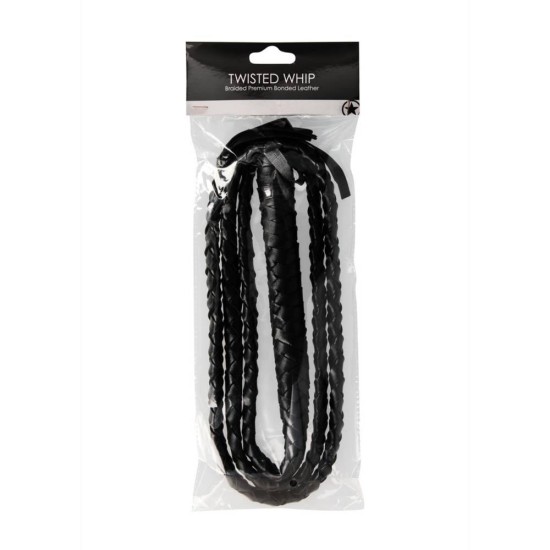 Ouch Bonded Leather Twisted Whip Black Fetish Toys 