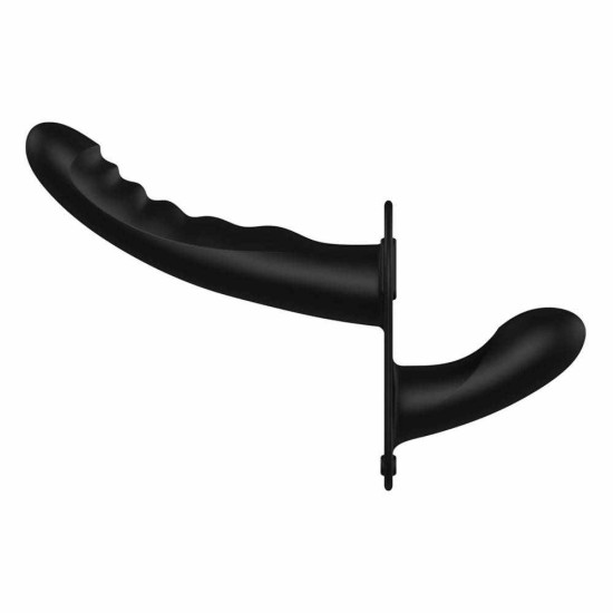 Ouch Dual Silicone Ribbed Strap On Black Sex Toys