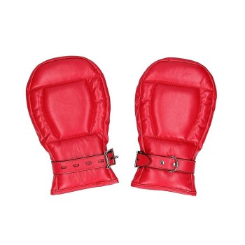 Ouch Neoprene Dog Mitts With Padlocks Red