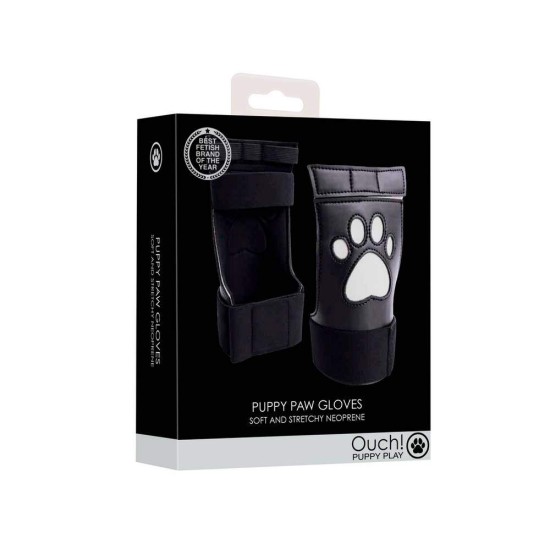 Ouch Puppy Paw Gloves Black/White Fetish Toys 