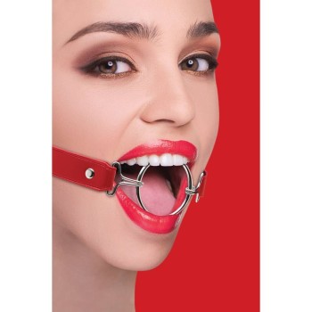 Ouch Ring Gag XL With Leather Straps Red