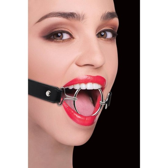 Ouch Ring Gag XL With Leather Straps Black Fetish Toys 
