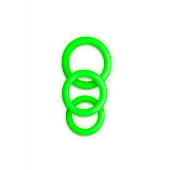 Glow In The Dark 3pcs Silicone Cockring Set Sex Toys