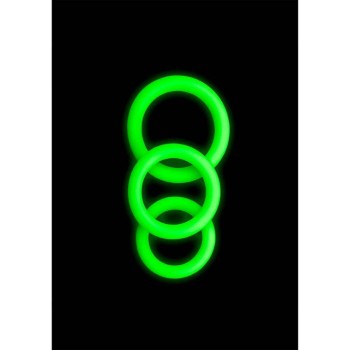 Φωσφοριζέ Δαχτυλίδια Πέους -  Glow In The Dark 3pcs Silicone Cockring Set