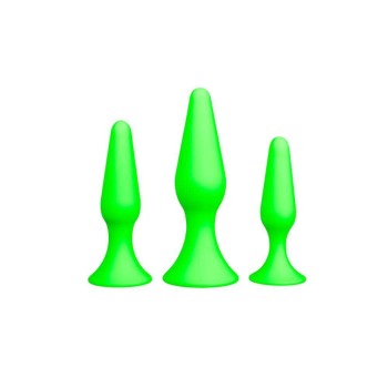 Glow In The Dark Silicone Butt Plug Set Of 3