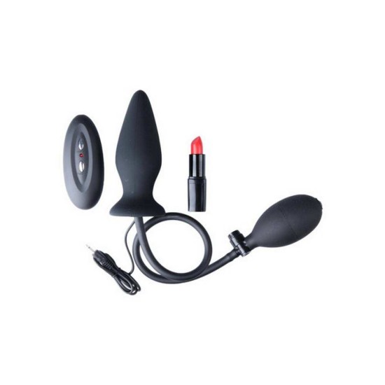 Φουσκωτή Σφήνα Με Δόνηση - Ouch Inflatable Vibrating Silicone Plug Black Sex Toys 