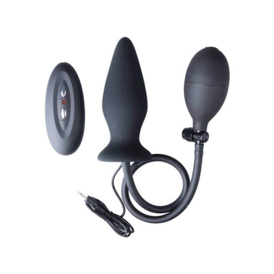 Ouch Inflatable Vibrating Silicone Plug Black Sex Toys