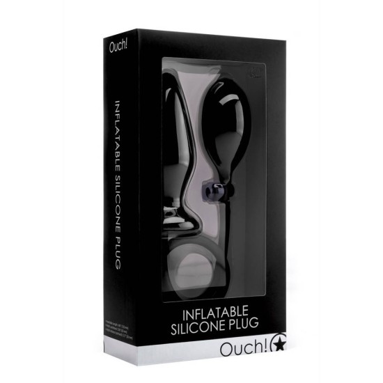 Ouch Inflatable Silicone Plug Black 12cm Sex Toys