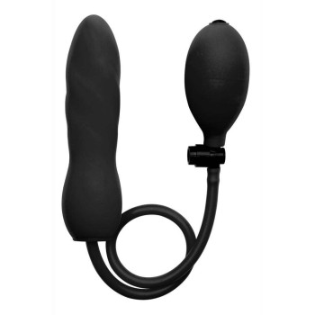 Ouch Inflatable Silicone Twist Dildo Black 14cm