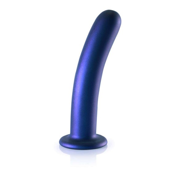 Smooth Silicone G Spot Dildo Metallic Blue 18cm Sex Toys