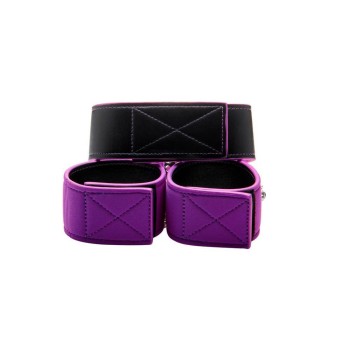 Κολάρο Με Χειροπέδες - Reversible Collar And Wrist Cuffs Black/Purple