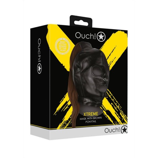 Ouch Mask With Brown Ponytail Black Fetish Toys 