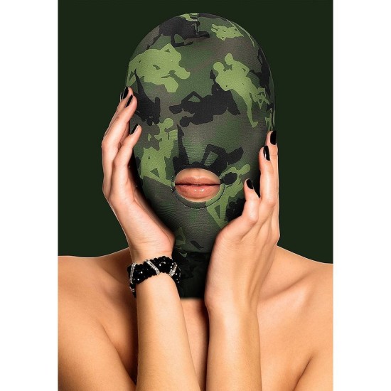 Κουκούλα Με Ανοιχτό Στόμα - Mask With Mouth Opening Army Theme Green Fetish Toys