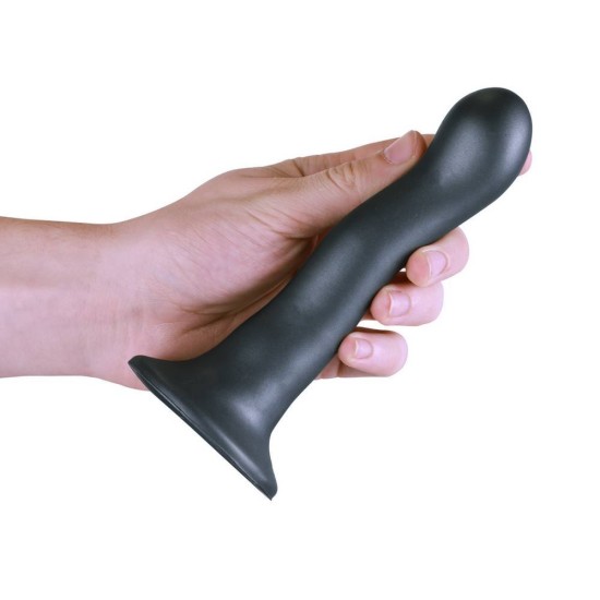 Ultra Soft Silicone Curvy G Spot Dildo Gun Metal 18cm Sex Toys