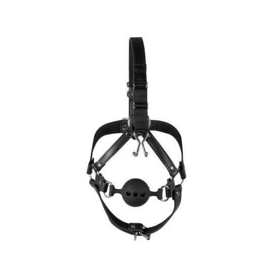 Head Harness With Breathable Ball Gag And Nose Hooks Fetish Toys 