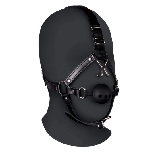 Head Harness With Breathable Ball Gag And Nose Hooks Fetish Toys 