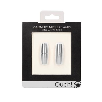 Ouch Magnetic Nipple Clamps Sensual Cylinder Silver