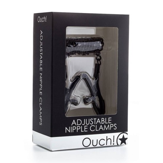 Ouch Adjustable Nipple Clamps Black Fetish Toys 