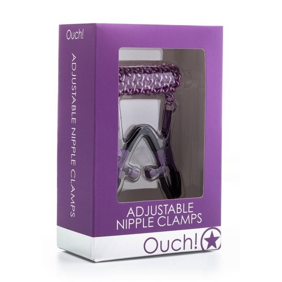 Μεταλλικά Κλιπ Θηλών - Ouch Adjustable Nipple Clamps Purple Fetish Toys