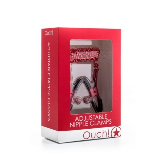 Ouch Adjustable Nipple Clamps Red Fetish Toys 