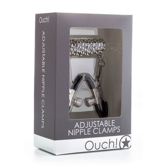 Ouch Adjustable Nipple Clamps Silver Fetish Toys 