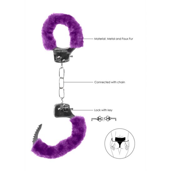 Μεταλλικές Χειροπέδες Με Γούνα - Ouch Pleasure Furry Handcuffs Purple