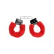 Ouch Pleasure Furry Handcuffs Red