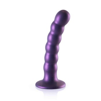 Beaded Silicone G Spot Dildo Metallic Purple 14cm