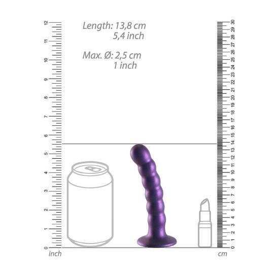 Ομοίωμα Σιλικόνης Με Ραβδώσεις - Beaded Silicone G Spot Dildo Metallic Purple 14cm Sex Toys 