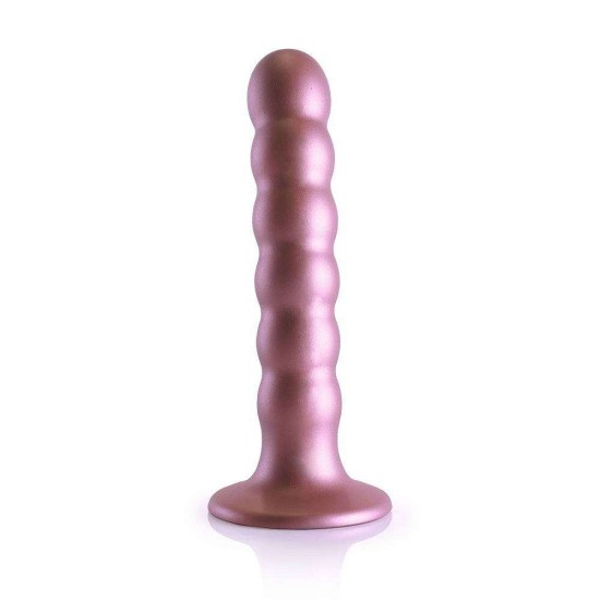 Ομοίωμα Σιλικόνης Με Ραβδώσεις - Beaded Silicone G Spot Dildo Rose Gold 14cm Sex Toys 