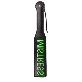 Ouch Glow In The Dark Mistress Paddle Black/Neon Green 39cm
