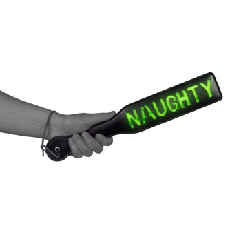 Ouch Glow In The Dark Naughty Paddle Black/Neon Green 39cm