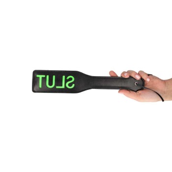 Ouch Glow In The Dark Slut Paddle Black/Neon Green 32cm