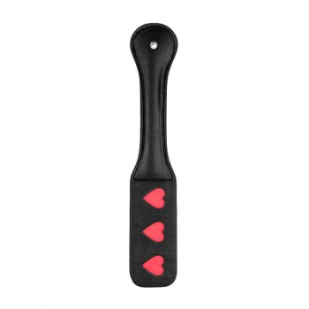 Ouch Vegan Leather Paddle Hearts Black 32cm