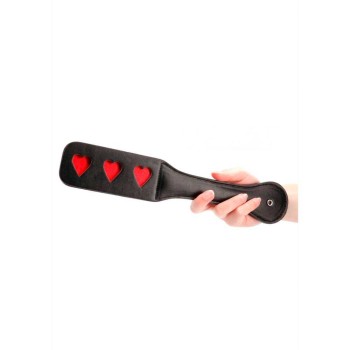 Ouch Vegan Leather Paddle Hearts Black 32cm