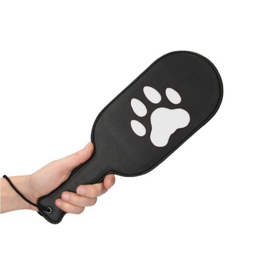 Ouch Vegan Leather Puppy Paw Wide Paddle Black 45cm Fetish Toys