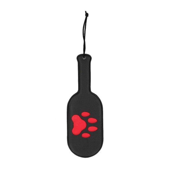 Ouch Vegan Leather Puppy Paw Wide Paddle Black/Red 45cm Fetish Toys 