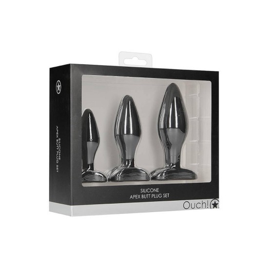Ouch Apex Silicone Butt Plug Set Black Sex Toys