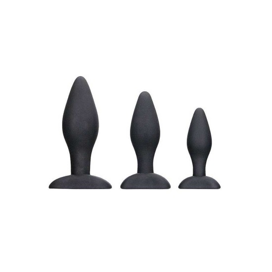 Σετ Πρωκτικές Τάπες - Ouch Apex Silicone Butt Plug Set Black Sex Toys 