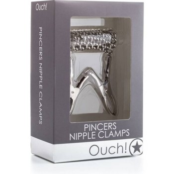 Σφιγκτήρες Θηλών Με Αλυσίδα - Ouch Pincers Nipple Clamps Silver