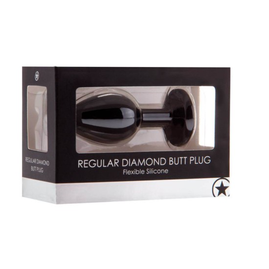 Σφήνα Με Κόσμημα - Regular Diamond Butt Plug Black/Clear Sex Toys 