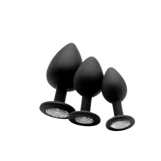 Σφήνα Με Κόσμημα - Regular Diamond Butt Plug Black/Clear Sex Toys 