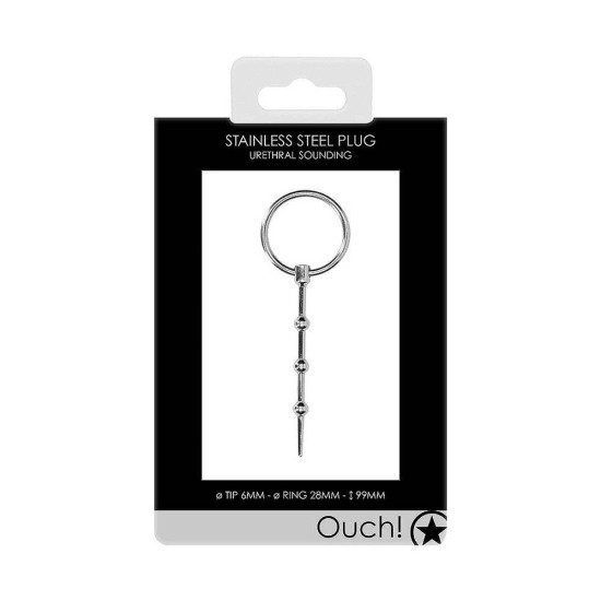 Ouch Stainless Steel Plug With Beads Fetish Toys 