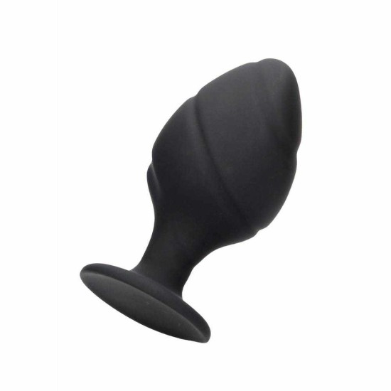 Σφήνες Σιλικόνης Με Ραβδώσεις - Ouch Swirled Butt Plug Set Black Sex Toys 