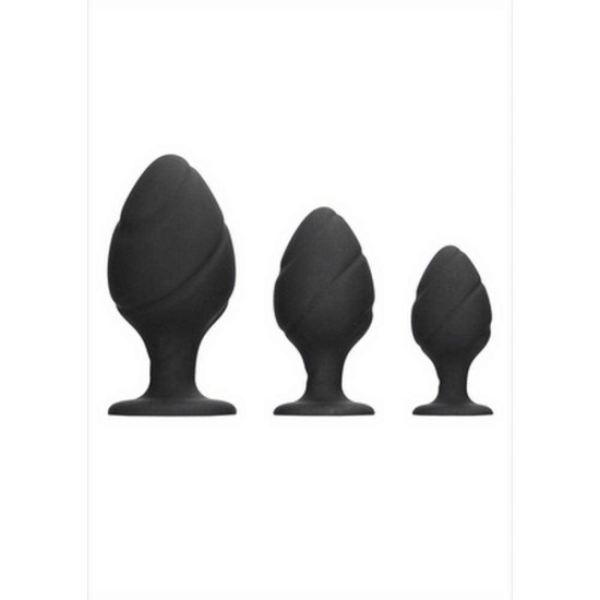 Ouch Swirled Butt Plug Set Black Sex Toys