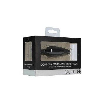 Τάπα Σιλικόνης Με Κόσμημα - Cone Shaped Diamond Butt Plug Black/Clear