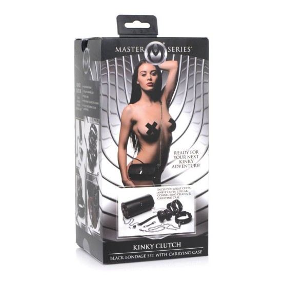 Βαλιτσάκι Με Φετιχιστικά Αξεσουάρ - Kinky Clutch Black Bondage Set With Carrying Case Fetish Toys